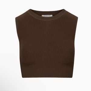 Aritzia Babaton brown cropped muscle top